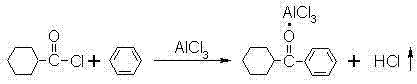 Friedel-Crafts acylation of benzene with cyclohexanecarbonyl chloride catalyzed by AlCl3