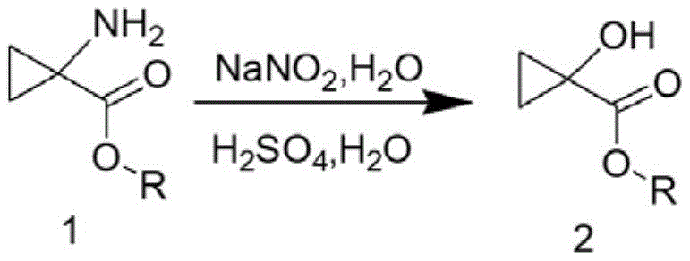 Hydrolysis of hydroxy ester to 1-hydroxycyclopropanecarboxylic acid