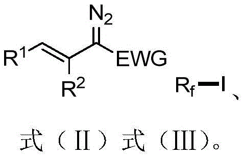 Reaction scheme showing visible light ATRA reaction followed by manganese catalyzed isomerization