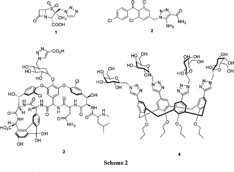 Bioactive 1,2,3-triazole compounds including Tazobactam and vancomycin derivatives
