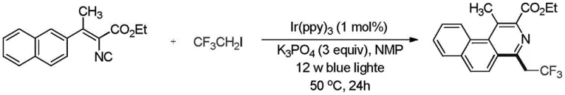 Substrate scope example showing naphthyl derivative synthesis with high yield