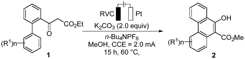 Specific example of electrochemical synthesis conditions for compound 2