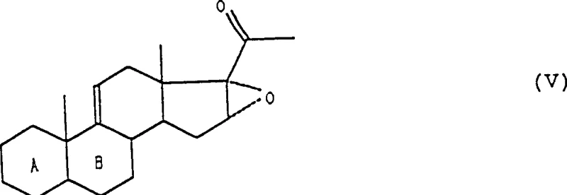 Structure of Formula V showing the epoxide ring formed at the 16,17 position of the steroid backbone
