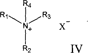 General structure of Quaternary Ammonium Compound catalysts (Formula IV) used for phase transfer