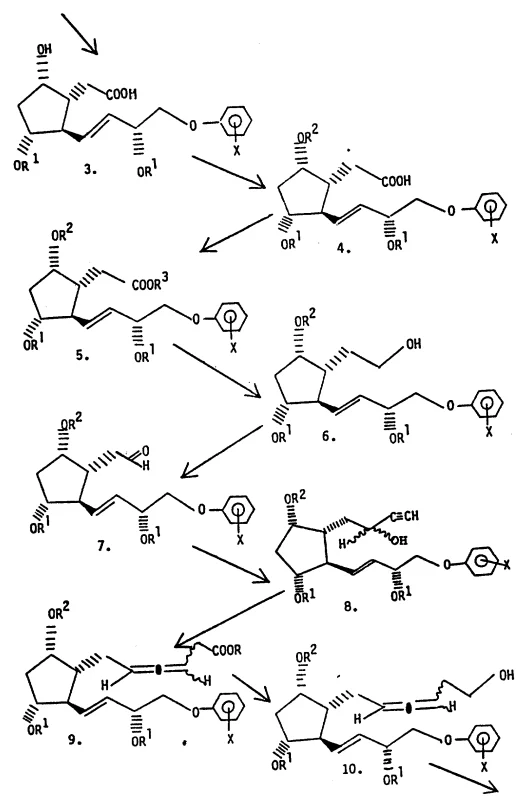 Continuation of reaction scheme detailing the conversion to allene and final acid derivative