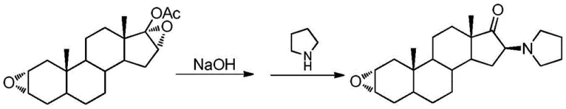 Conventional two-step synthesis route involving alkaline hydrolysis and pyrrolidine ring opening