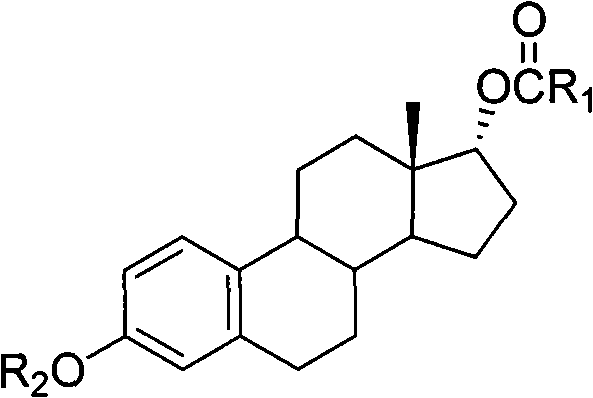 General chemical structure of Formula A, the key 17alpha-estradiol-17-carboxylic acid ester intermediate with protected 3-hydroxyl group