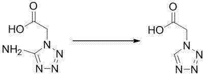 Novel deamination reduction reaction equation converting 5-amino-1H-tetrazole-1-acetic acid to target product