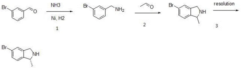 Novel three-step synthesis route from 3-bromobenzaldehyde to (1R)-5-bromo-2,3-dihydro-1-methyl-1H-isoindole