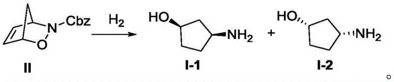 Hydrogenation of Compound II to produce crude cis-3-aminocyclopentanol mixture