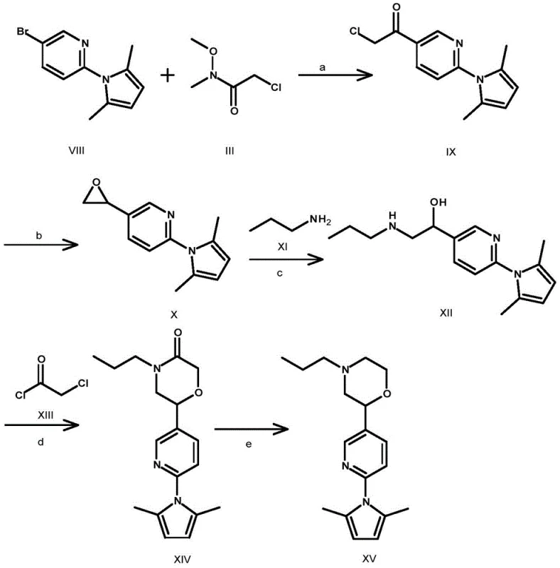 Prior art synthesis route showing low yield and hazardous reagents