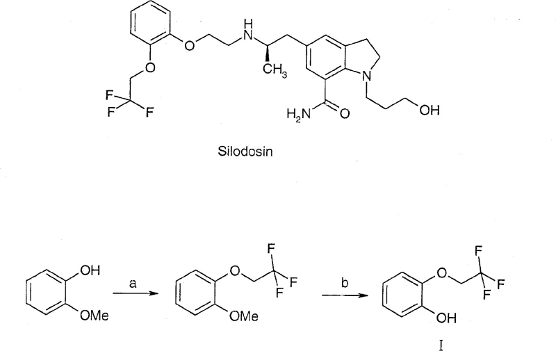 Conventional synthesis route of Silodosin intermediate showing expensive trifluoroiodoethane and BBr3 reagents