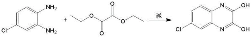 Reaction equation for the synthesis of 2,3-dihydroxy-6-chloroquinoxaline using vacuum reflux