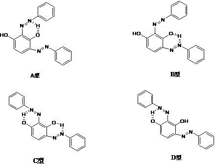 Four heterochromatic isomers of 2,4-bis(phenylazo)resorcinol distinguished by hydrogen bonding patterns
