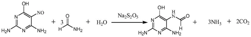 Reductive Acylation of Nitrosopyrimidine to 2,4-Diamino-6-Hydroxy-5-Formamidopyrimidine
