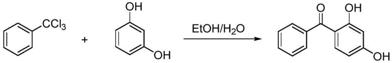 Novel clean production route using trichlorotoluene and resorcinol in EtOH/H2O system