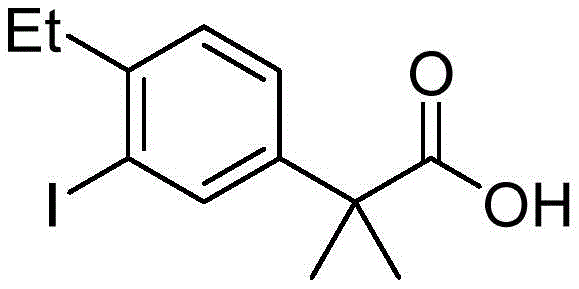 Chemical structure of 2-(4-ethyl-3-iodophenyl)-2-methylpropanoic acid, the key Alectinib intermediate
