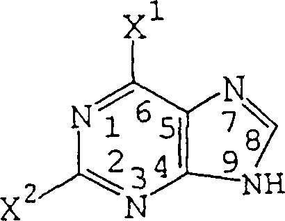 General reaction scheme for preparing 2,6-dihalopurine from compound Ia or Ib