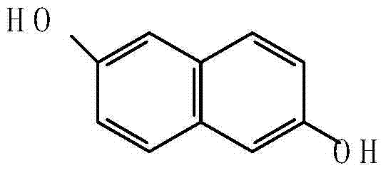 Chemical structure of 2,6-dihydroxynaphthalene showing the naphthalene core with hydroxyl groups at positions 2 and 6