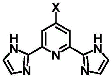 General chemical structure of 2',6'-di-2-(1-hydroimidazolyl)-4-halopyridine where X represents a halogen atom