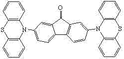Chemical structure of 2,7-bis-(N-phenothiazinyl)fluorenone showing the symmetric arrangement of phenothiazine units attached to the fluorenone core