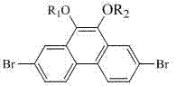 General structural formula of 2,7-dibromo-9,10-substituted-phenanthrene derivatives showing R1 and R2 as C1-C3 alkyl groups