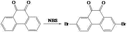 Step 1: Bromination of 9,10-phenanthrenequinone using NBS to form 2,7-dibromophenanthrenequinone