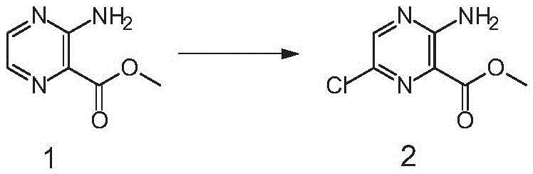 Step 1 Chlorination reaction converting 3-aminopyrazine-2-carboxylate to the chloro-derivative