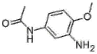 Chemical structure of 2-amino-4-acetamidoanisole showing the amino and acetamido functional groups on the anisole ring