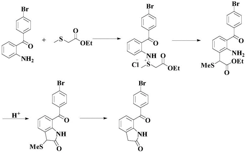 Traditional four-step synthesis route showing low yield and complexity