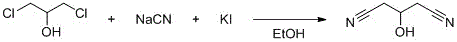 Step 1 mechanism: Cyanation of 1,3-dichloropropanol to form 3-hydroxyglutaronitrile