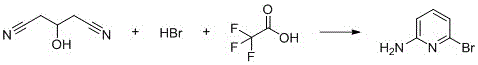 Step 2 mechanism: Cyclization of 3-hydroxyglutaronitrile with HBr and TFA to form the pyridine ring