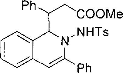 Chemical structure of specific product 3a demonstrating the core 2-amino-1,2-dihydroisoquinoline scaffold with phenyl and ester groups