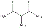 Chemical structure of 2-amino malonamide showing the central carbon bonded to an amino group and two amide groups