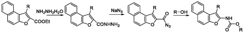 Multi-step synthesis of 2-aminobenzofuran from 3-aminonaphthofuran-2-carboxylic acid ethyl ester