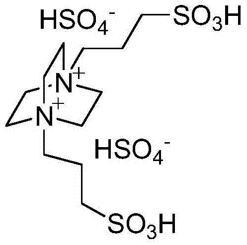 Chemical structure of the bissulfonate acidic ionic liquid catalyst featuring dual sulfonic acid groups