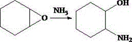 Chemical reaction scheme showing the ammonolysis of cyclohexene oxide to form 2-aminocyclohexanol