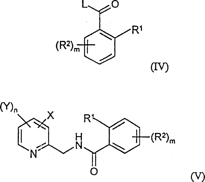 General formula V showing the final acylation step to produce insecticide active ingredients