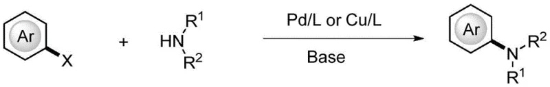 Conventional transition metal catalyzed C-N bond formation using Pd or Cu catalysts