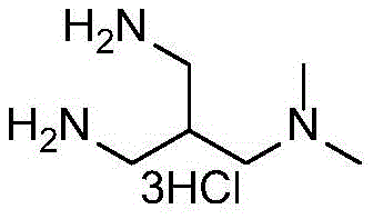 Chemical structure of 2-(aminomethyl)-N1,N1-dimethylpropane-1,3-diamine trihydrochloride showing the triamine core and hydrochloride salt formation