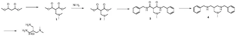Novel 5-step synthetic route from dimethyl malonate to the final trihydrochloride salt