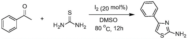 Specific synthesis example of 2-amino-4-phenylthiazole from acetophenone and thiourea using iodine catalysis