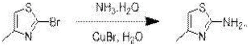 Reaction equation for Example 1 showing conversion of 2-bromo-4-methylthiazole to 2-amino-4-methylthiazole