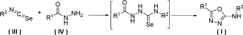 General reaction equation for 2-arylamino-1,3,4-oxadiazole synthesis
