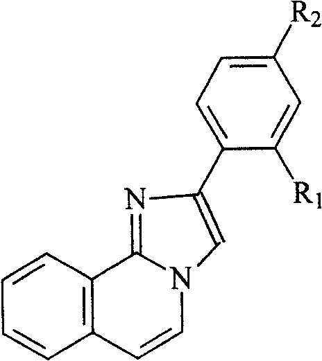 General chemical structure of 2-arylimidazo[2,1-a]isoquinoline derivatives showing variable R groups