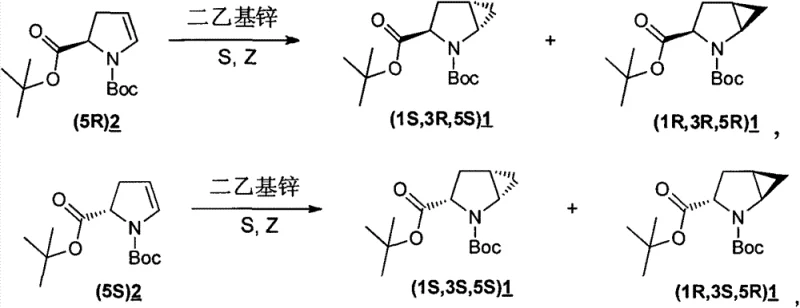 Novel asymmetric cyclopropanation reaction scheme using diethylzinc and dihalomethanes to form bicyclic intermediates