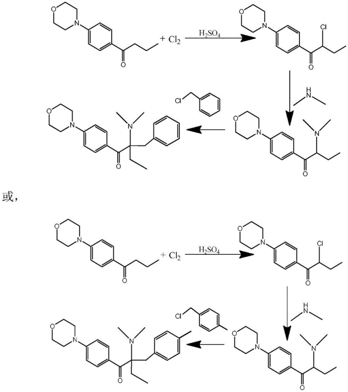 Full synthetic route from chlorinated intermediate to final photoinitiator products