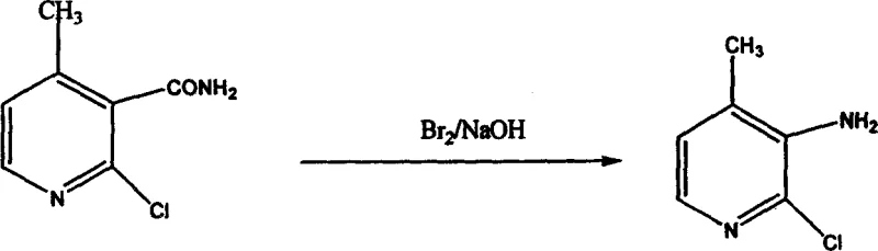 Hofmann degradation reaction converting pyridine amide to final amine product