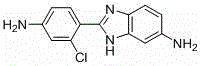 Chemical structure of 2-(2-chloro-4-aminophenyl)-5-aminobenzimidazole showing the benzimidazole core with chloro and amino substituents