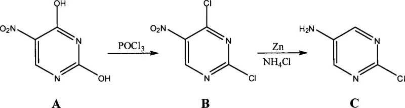 Novel 2-step synthesis route from 5-nitrouracil using POCl3 and Zinc reduction